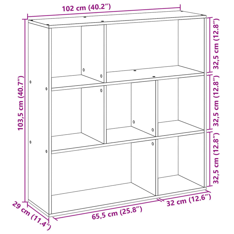 Raumteiler-Bücherregal Betongrau 102x29x103,5 cm Holzwerkstoff