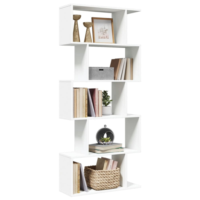 Raumteiler-Bücherregal 5 Etagen Weiß 70x24x161 cm Holzwerkstoff