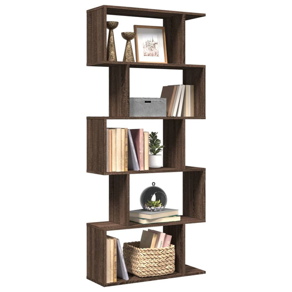 Raumteiler-Bücherregal 5 Etagen Braun Eichen-Optik 70x24x161 cm