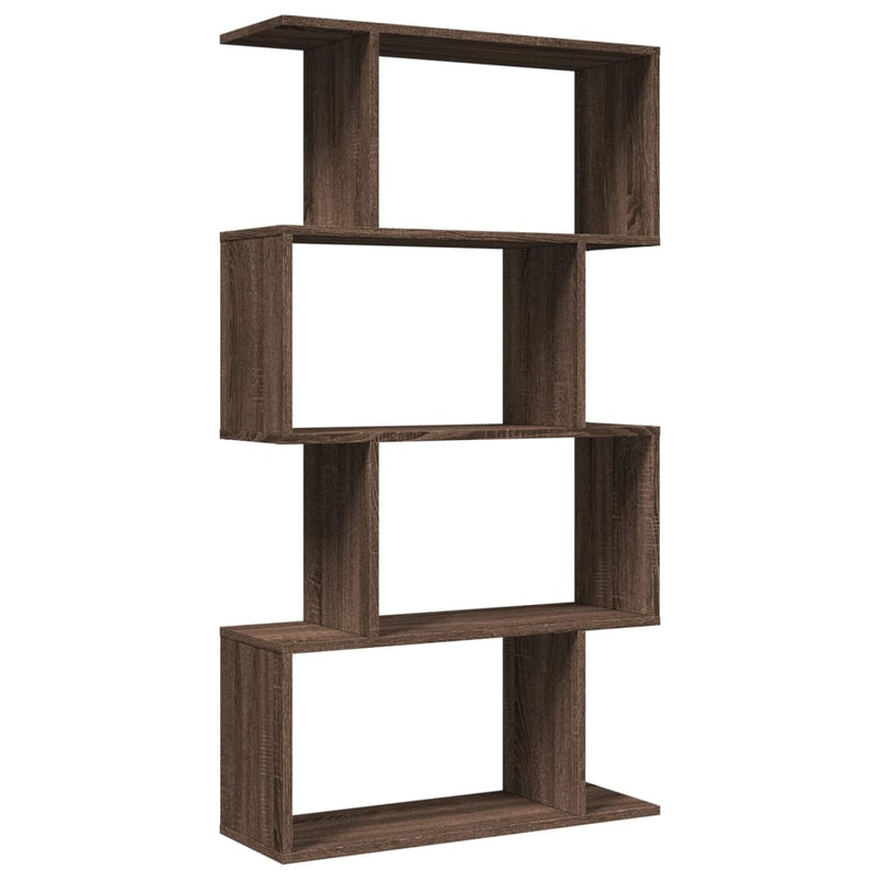 Raumteiler-Bücherregal 4 Böden Braun Eichen-Optik 70x24x129 cm