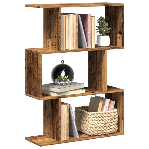 Raumteiler-Bücherregal 3 Fächer Altholz-Optik 70x24x97 cm