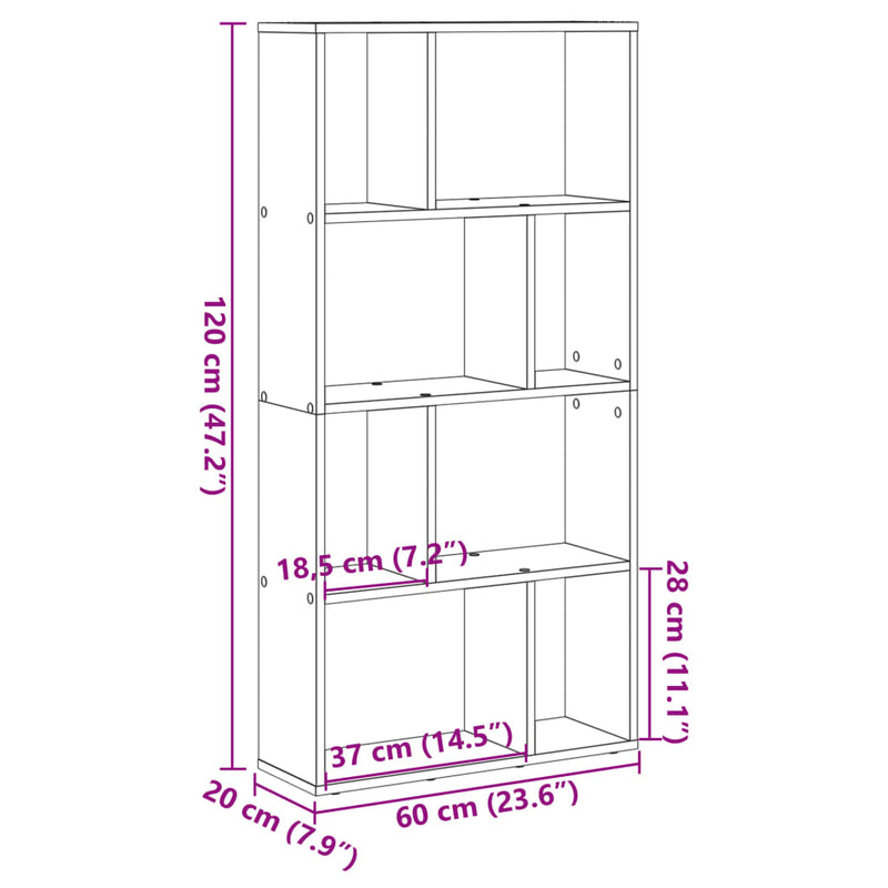 Bücherregal Betongrau 60x20x120 cm Holzwerkstoff