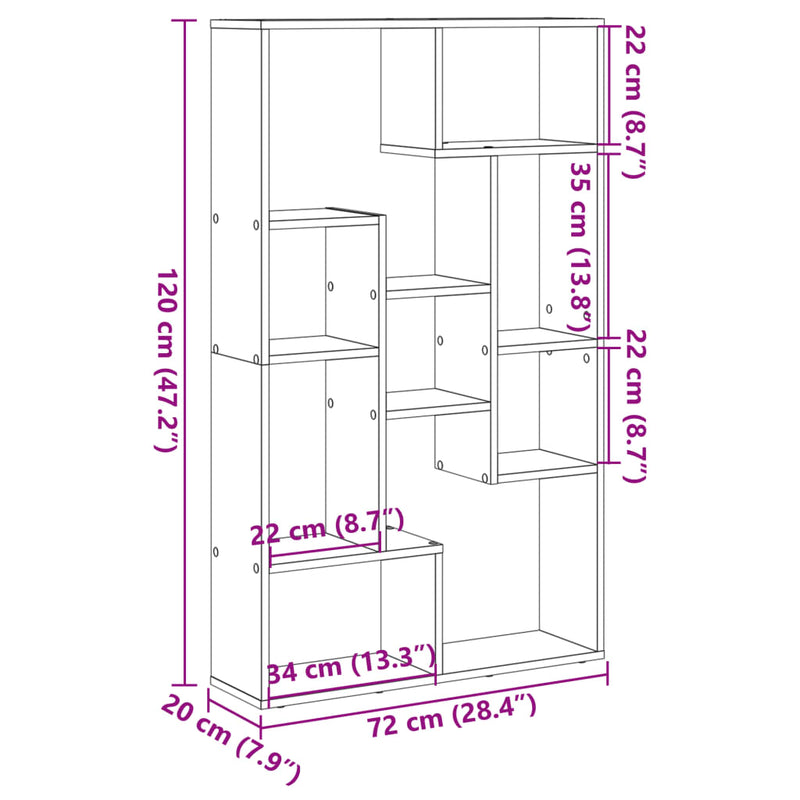 Bücherregal Weiß 72x20x120 cm Holzwerkstoff