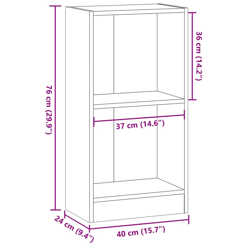 Bücherregal Artisan-Eiche 40x24x76 cm Holzwerkstoff