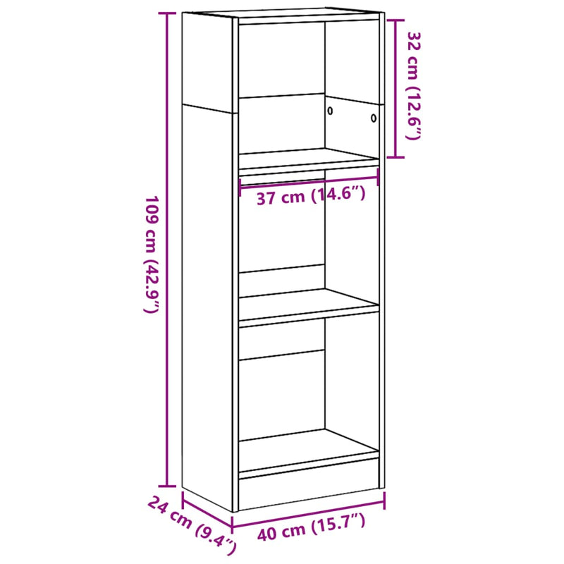 Bücherregal Artisan-Eiche 40x24x109 cm Holzwerkstoff