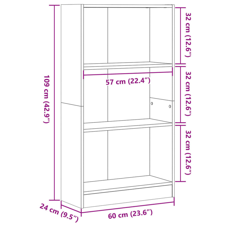 Bücherregal Sonoma-Eiche 60x24x109 cm Holzwerkstoff