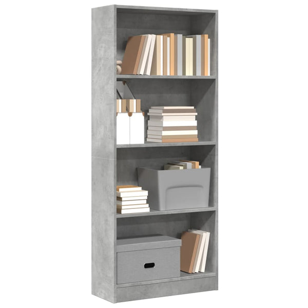 Bücherregal Betongrau 60x24x143 cm Holzwerkstoff