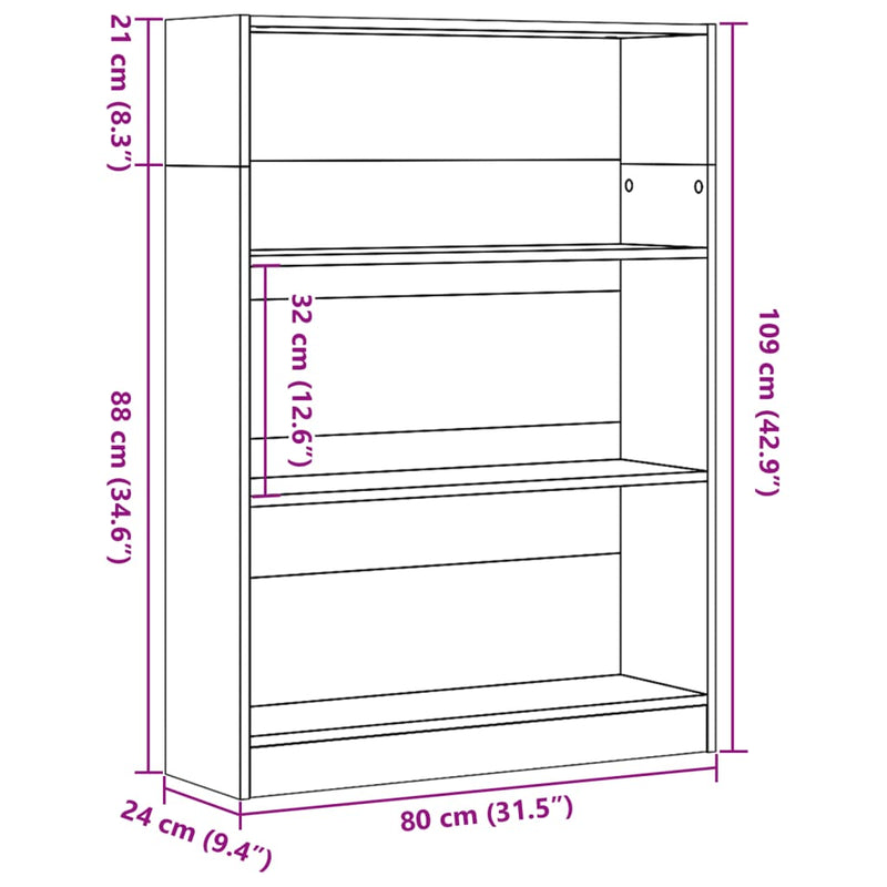 Bücherregal Artisan-Eiche 80x24x109 cm Holzwerkstoff