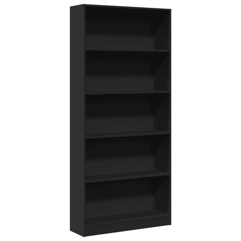 Bücherregal Schwarz 80x24x176 cm Holzwerkstoff