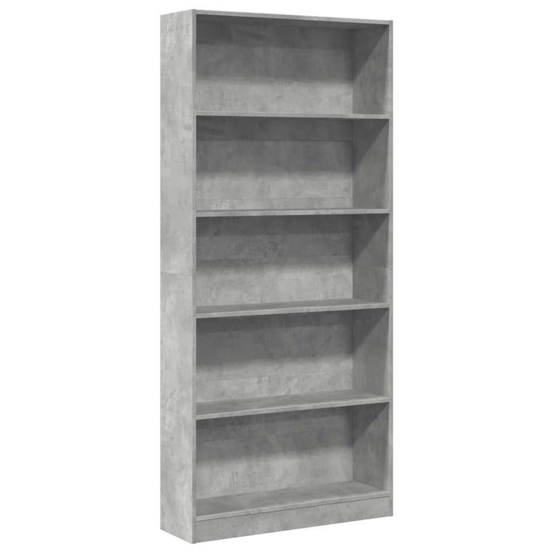 Bücherregal Betongrau 80x24x176 cm Holzwerkstoff