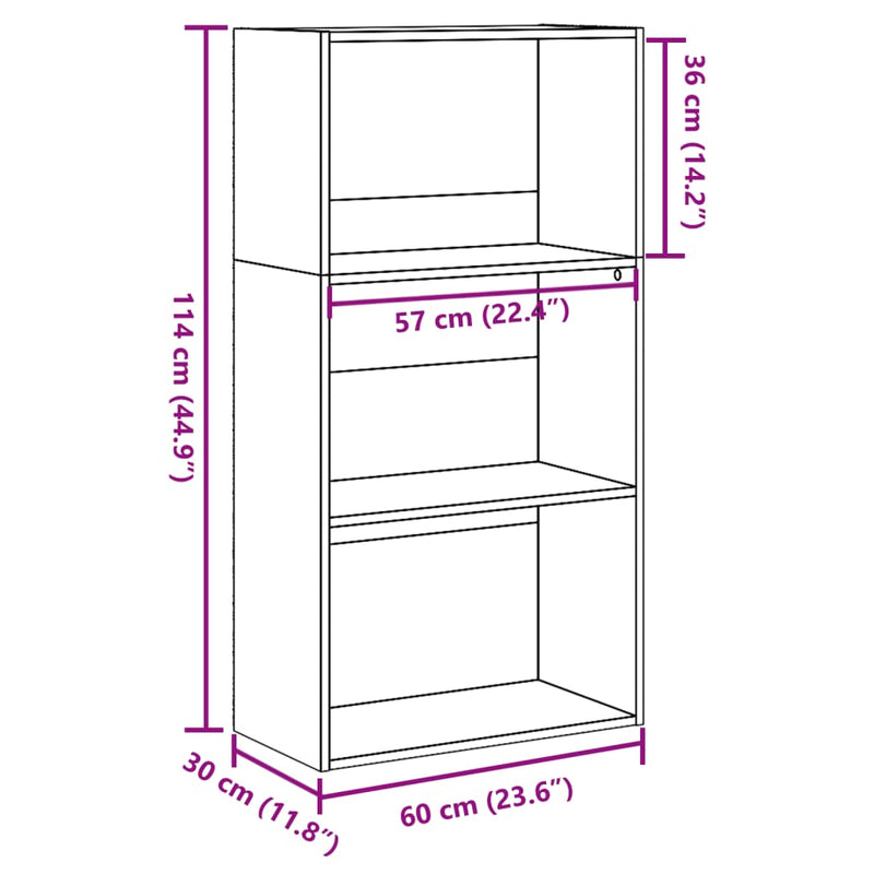 Bücherregal Schwarz 60x30x114 cm Holzwerkstoff