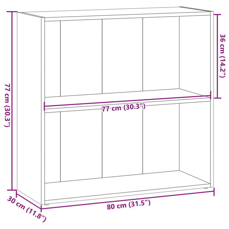 Bücherregal Braun Eichen-Optik 80x30x77 cm Holzwerkstoff