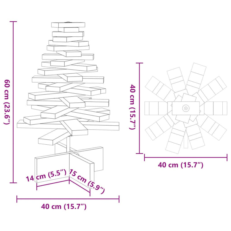 Weihnachtsbaum Holz zum Schmücken 60 cm Massivholz Kiefer