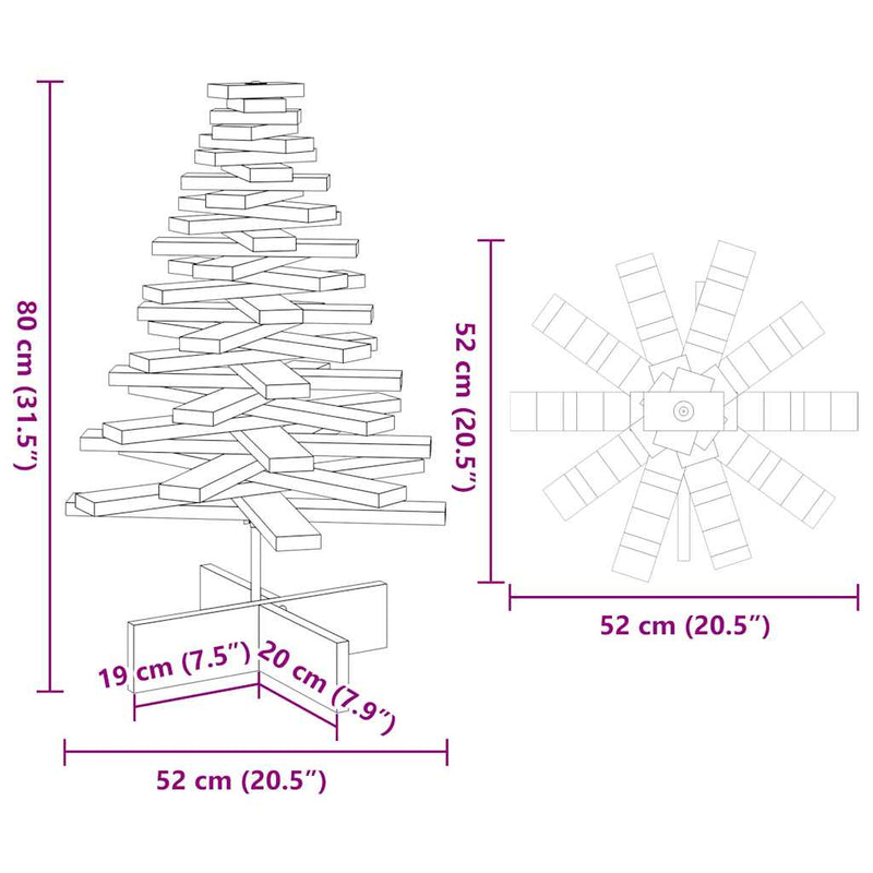 Weihnachtsbaum Holz zum Schmücken 80 cm Massivholz Kiefer