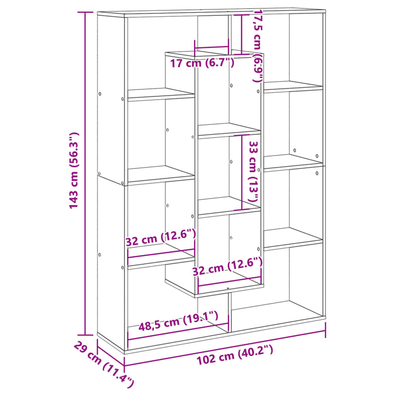 Bücherregal Weiß 102x29x143 cm Holzwerkstoff