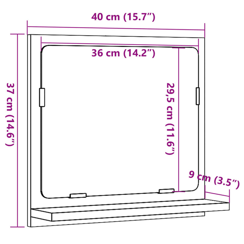 Badspiegel mit Ablage Betongrau 40x11x37 cm Holzwerkstoff