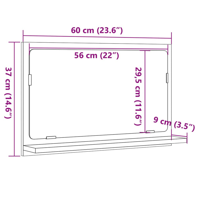 Badspiegel mit Ablage Betongrau 60x11x37 cm Holzwerkstoff