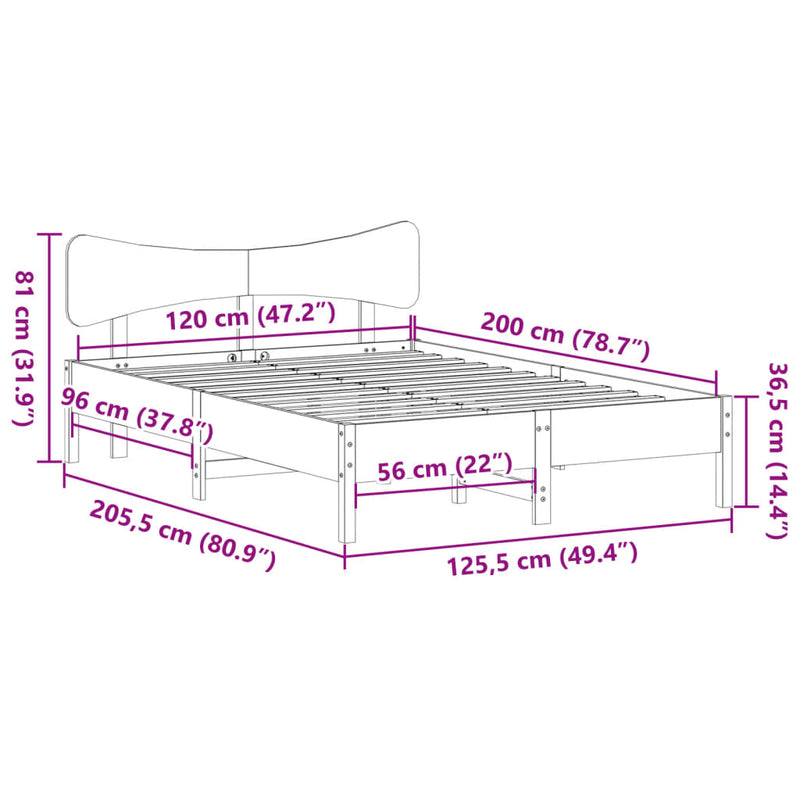 Massivholzbett ohne Matratze Weiß 120x200 cm Kiefernholz