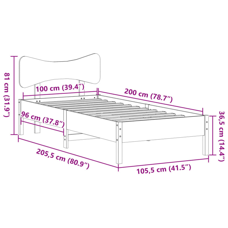 Massivholzbett ohne Matratze Weiß 100x200 cm Kiefernholz