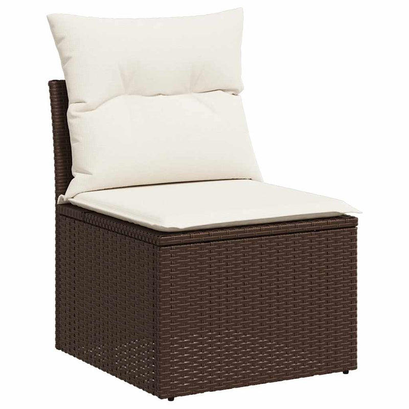 6-tlg. Garten-Sofagarnitur mit Kissen Braun Poly Rattan