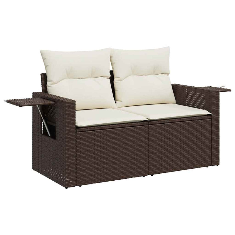 6-tlg. Garten-Sofagarnitur mit Kissen Braun Poly Rattan