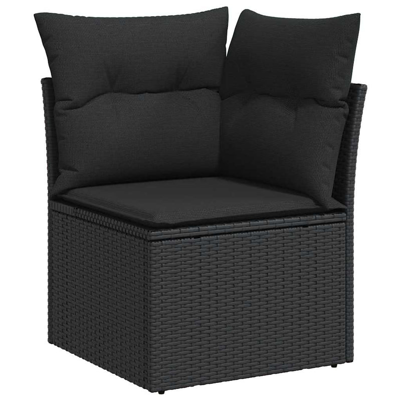 8-tlg. Garten-Sofagarnitur mit Kissen Schwarz Poly Rattan