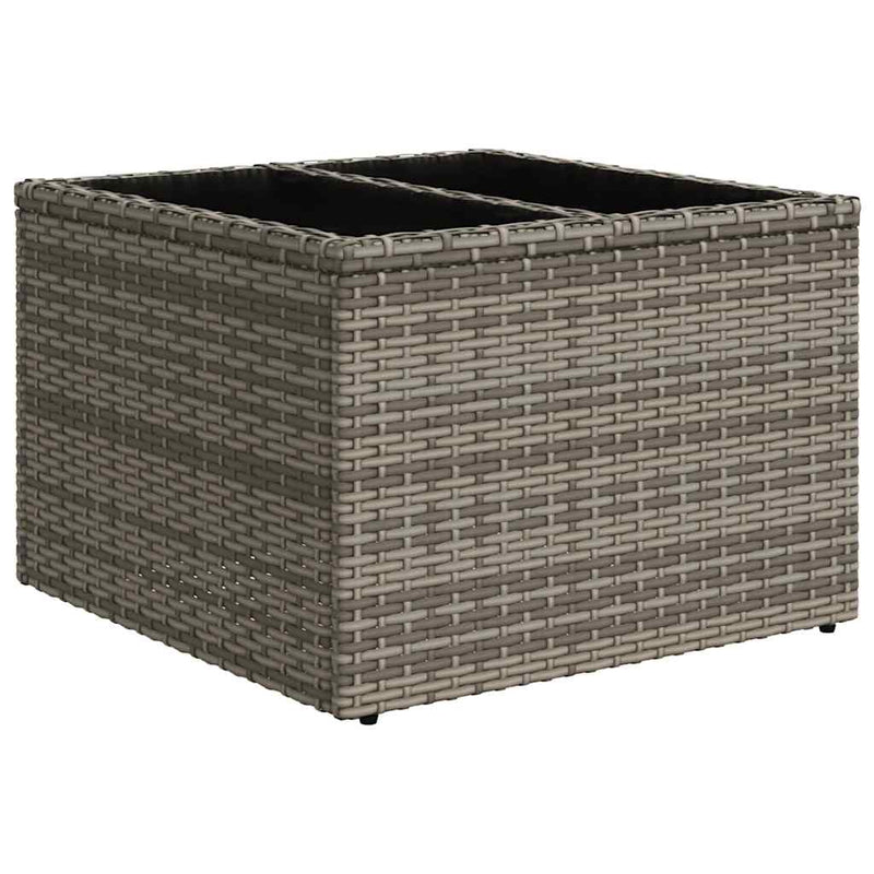 9-tlg. Garten-Sofagarnitur mit Kissen Grau Poly Rattan