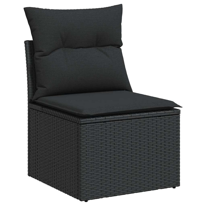 5-tlg. Garten-Sofagarnitur mit Kissen Schwarz Poly Rattan