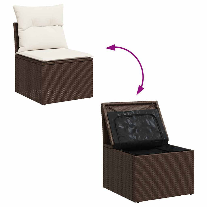 5-tlg. Garten-Sofagarnitur mit Kissen Braun Poly Rattan