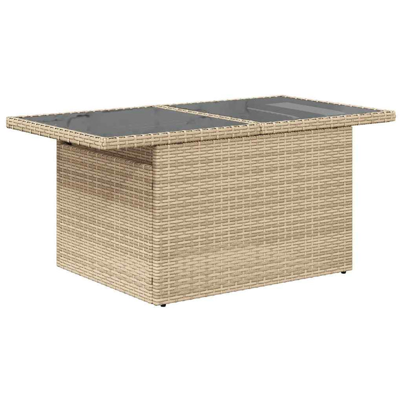 7-tlg. Garten-Sofagarnitur mit Kissen Beige Poly Rattan