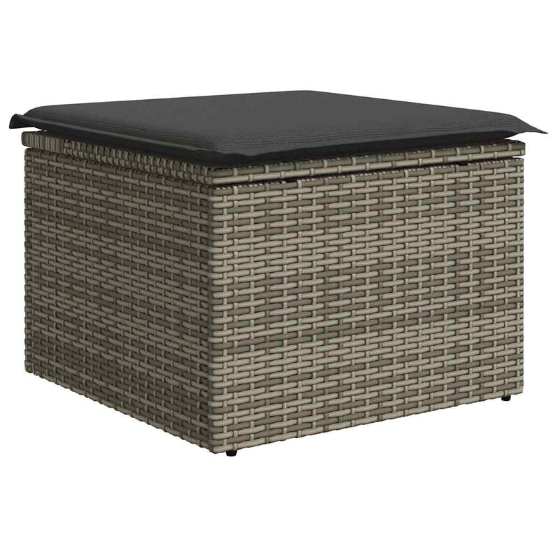 6-tlg. Garten-Sofagarnitur mit Kissen Grau Poly Rattan