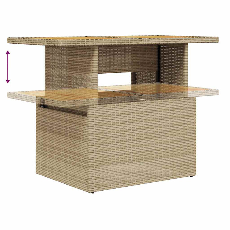 6-tlg. Garten-Sofagarnitur mit Kissen Beige Poly Rattan Akazie