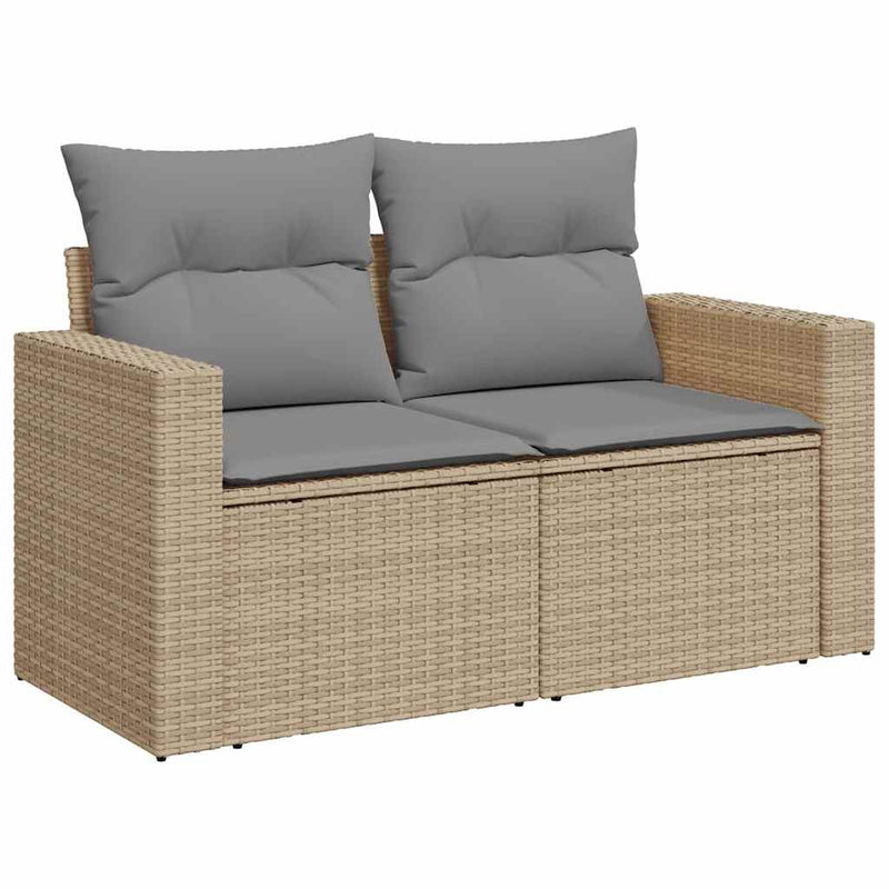 5-tlg. Garten-Sofagarnitur mit Kissen Beige Poly Rattan Akazie