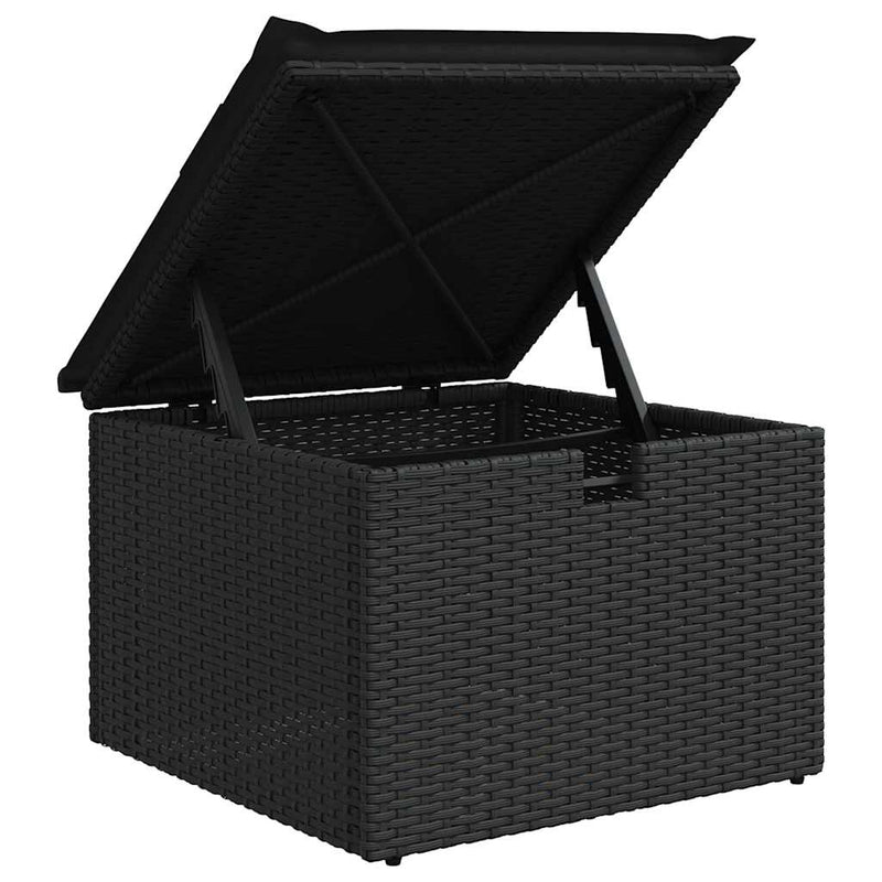 5tlg. Garten-Sofagarnitur mit Kissen Schwarz Poly Rattan Akazie