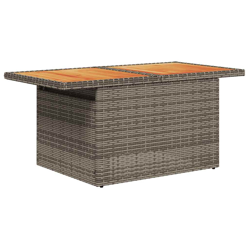 5-tlg. Garten-Sofagarnitur mit Kissen Grau Poly Rattan Akazie