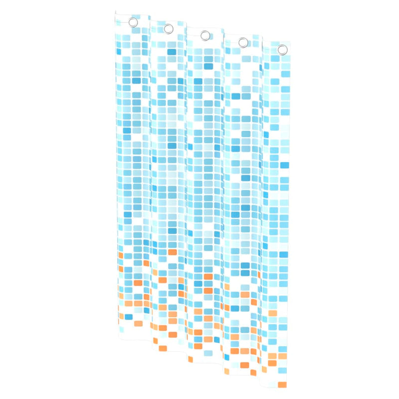 EISL Duschvorhang Blau/Orange Mosaikmuster 200x180x0,2 cm