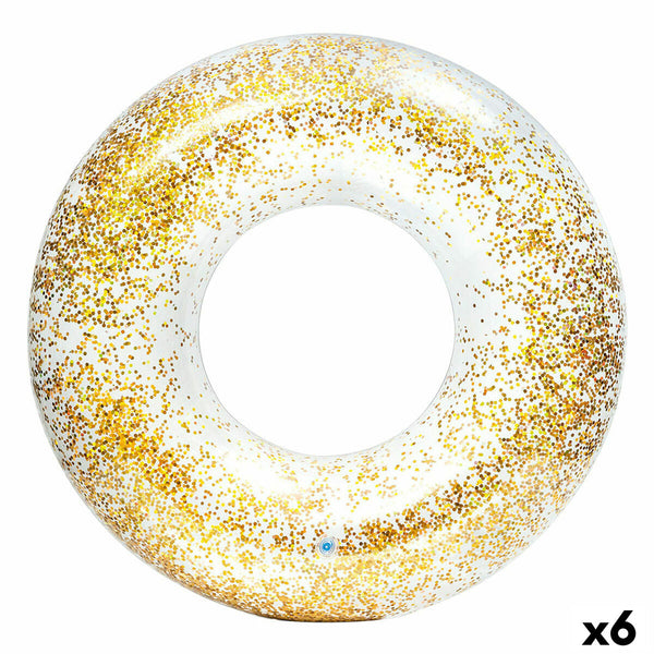 Aufblasbarer Donut-Schwimmhilfe Intex Durchsichtig Glitzernd Ø 119 cm (6 Stück)