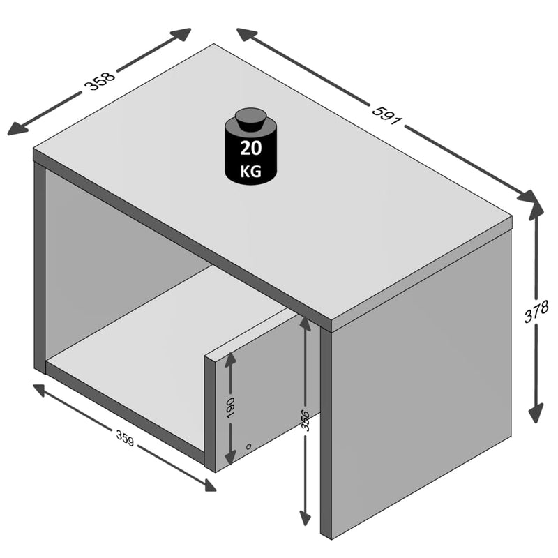 FMD Couchtisch 2-in-1 59,1×35,8×37,8 cm Weiß