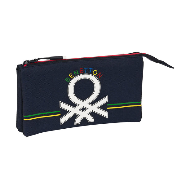 Dreifaches Mehrzweck-Etui Benetton Sixties Marineblau (22 x 12 x 3 cm)