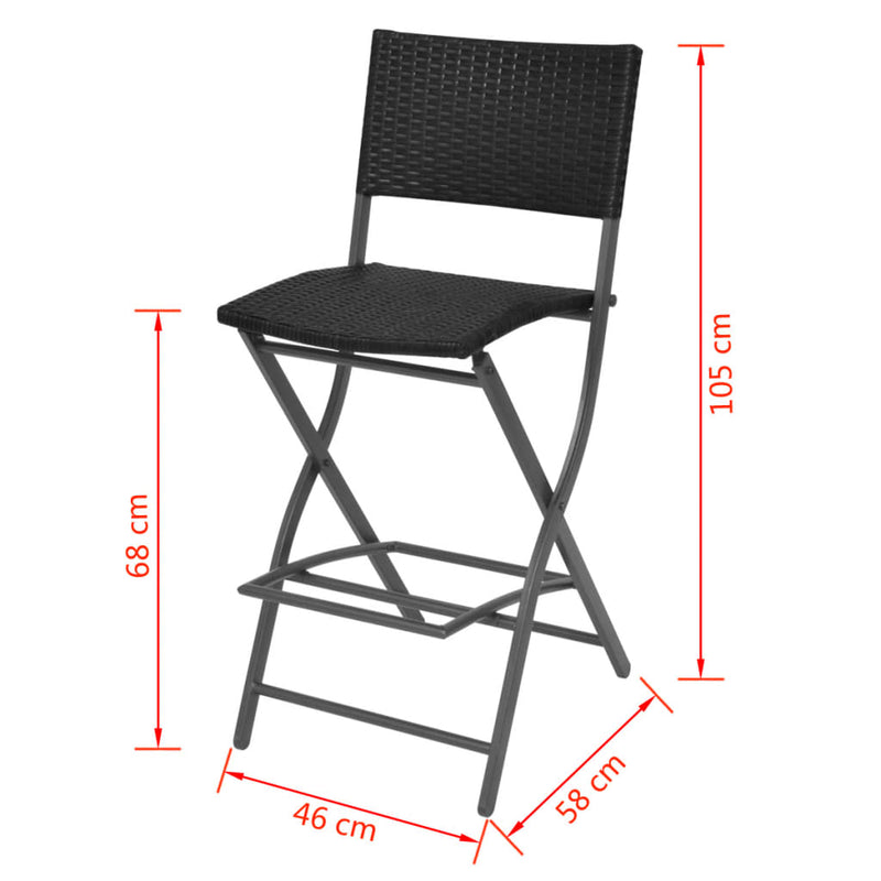 7-tlg. Garten-Essgruppe Klappbar Stahl Poly Rattan Schwarz