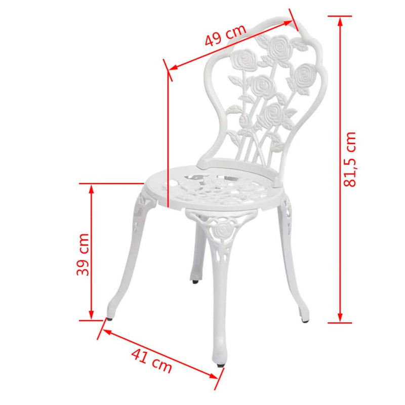 Bistro-Stühle 2 Stk. Aluminiumguss Weiß