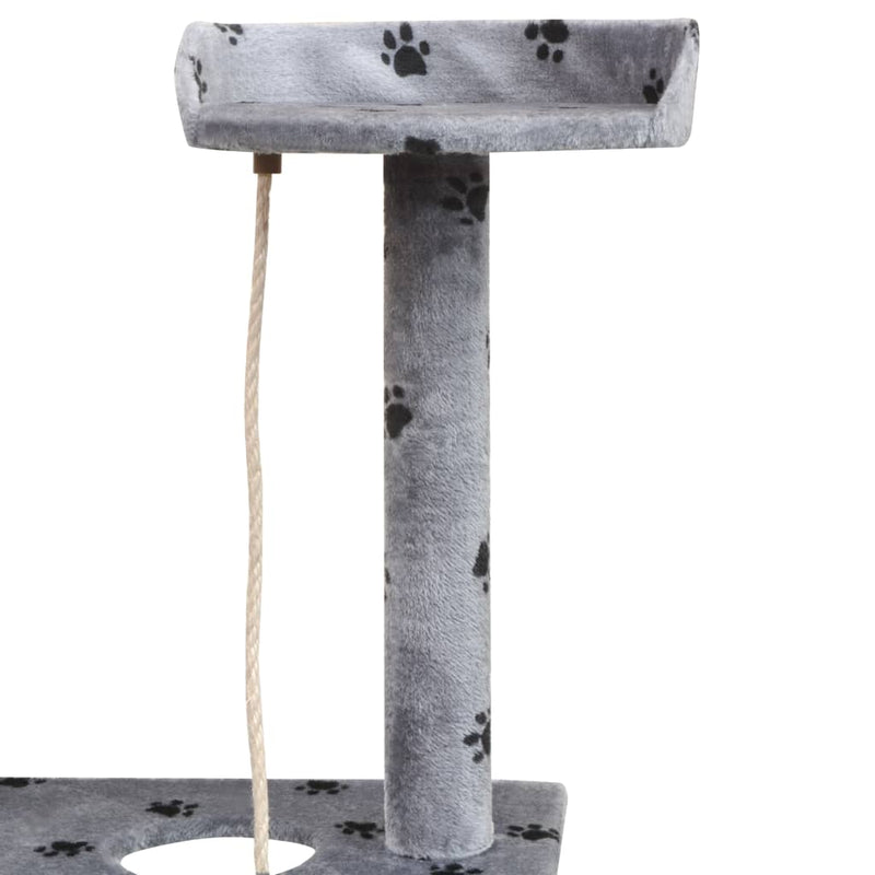 Katzen-Kratzbaum 150 cm Pfoten-Aufdruck Grau