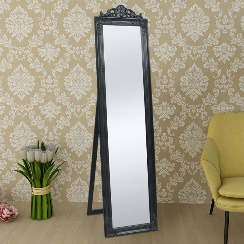 Standspiegel im Barock-Stil 160x40 cm Schwarz