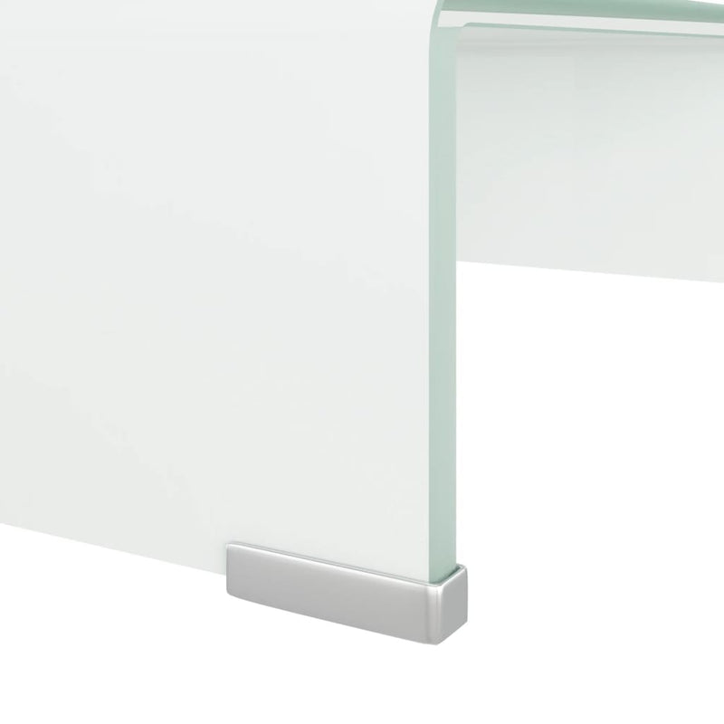 TV-Tisch/Bildschirmerhöhung Glas Weiß 40x25x11 cm