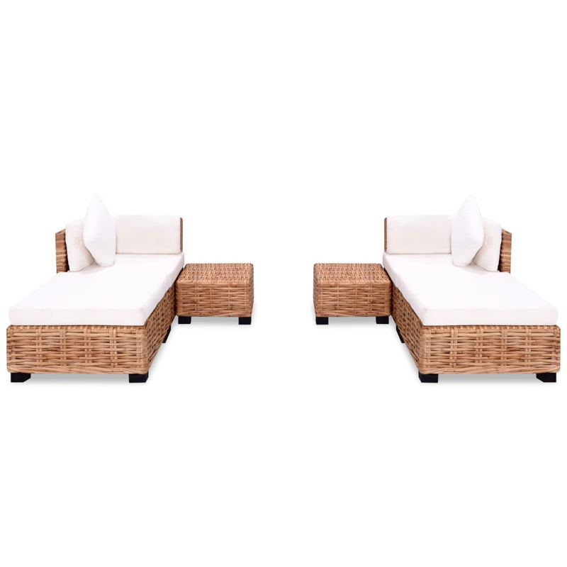 Sofagarnitur 16-tlg. Natürliches Rattan
