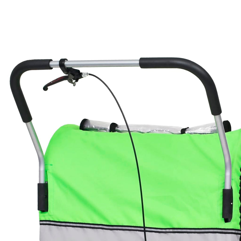 2-in-1 Kinder Fahrradanhänger & Kinderwagen Grün und Grau
