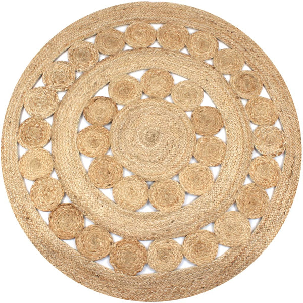 Teppich Flechtmuster Jute 150 cm Rund
