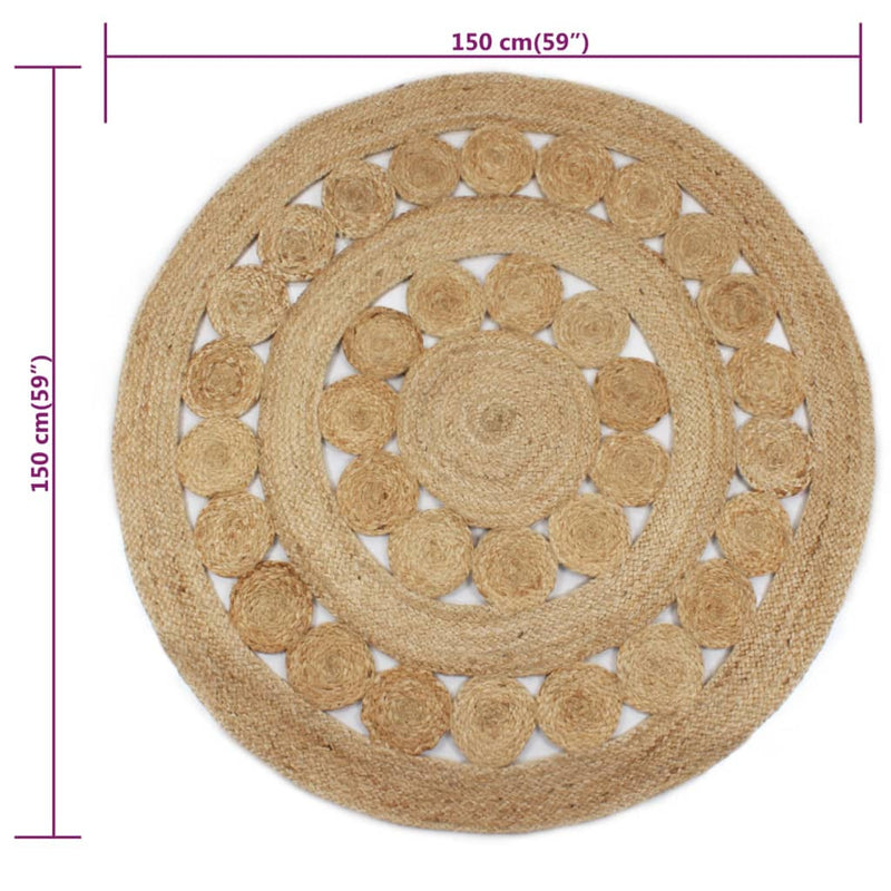 Teppich Flechtmuster Jute 150 cm Rund