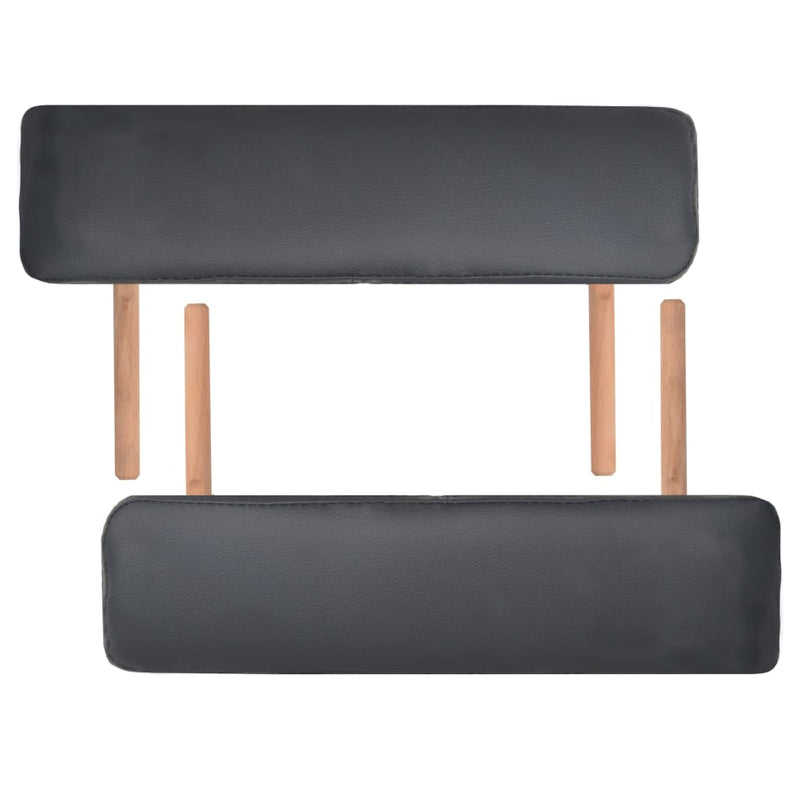 Massageliege 3 Zonen Klappbar mit Hocker 10 cm Polsterung Schwarz