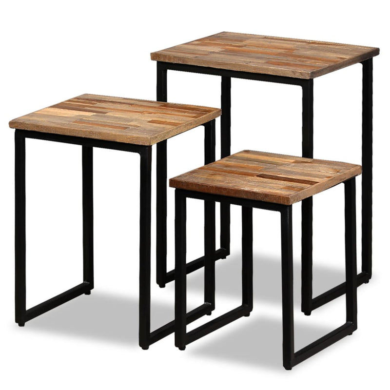 Satztisch Couchtisch-Set 3-tlg. Recyceltes Massivholz Teak